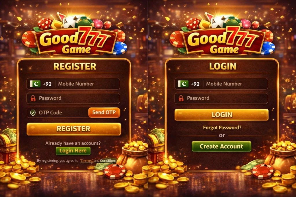 Good777 Game login and register section image