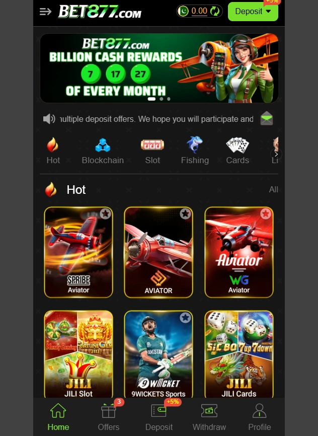 Bet877 Game interface image