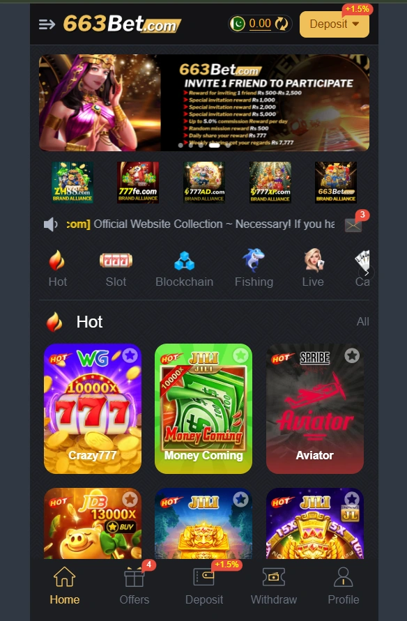 663Bet Game interface image