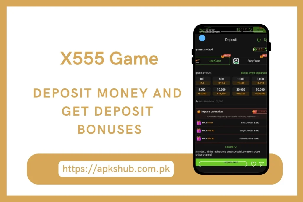 Deposit section image of X555 Game