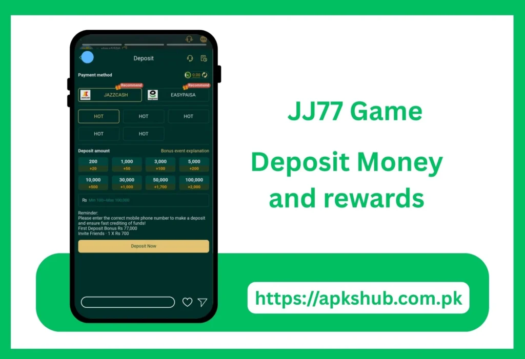 Deposit Section Image of JJ77 Game