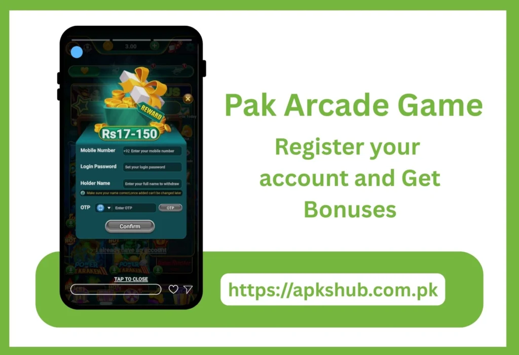 Pak Arcade Game Register Page Screenshot