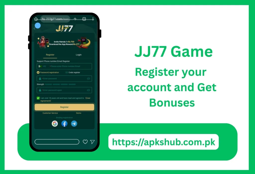Register page Image of JJ77 Game