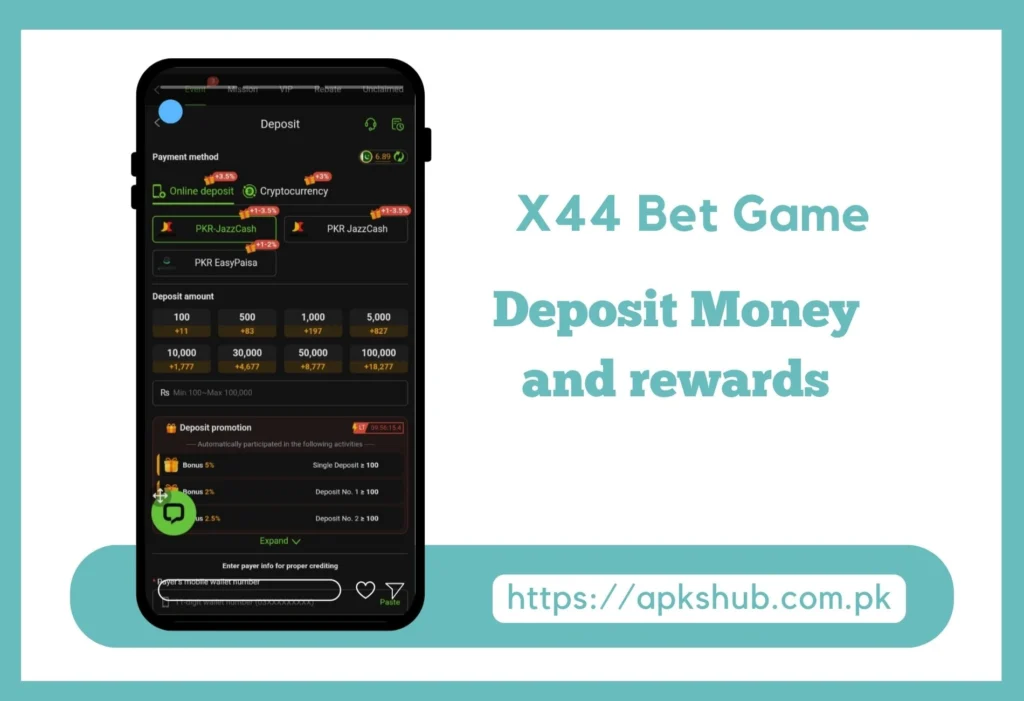 Deposit Section image of X44 Bet Game