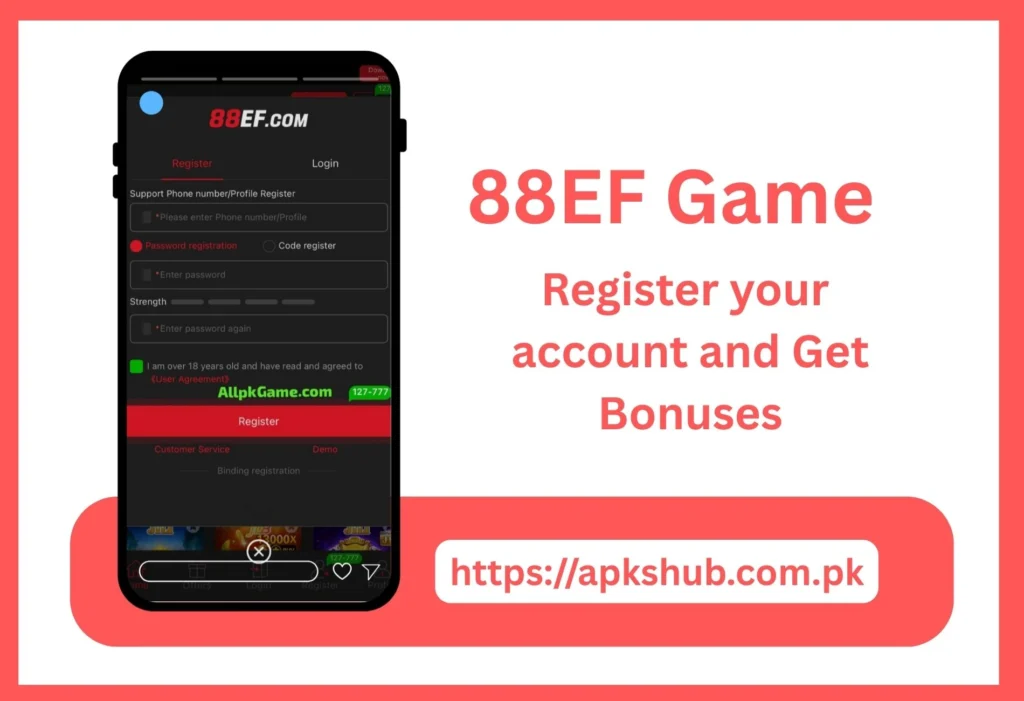 88EF Game Register page screenshot