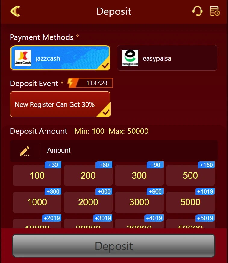 PK Mega Game deposit