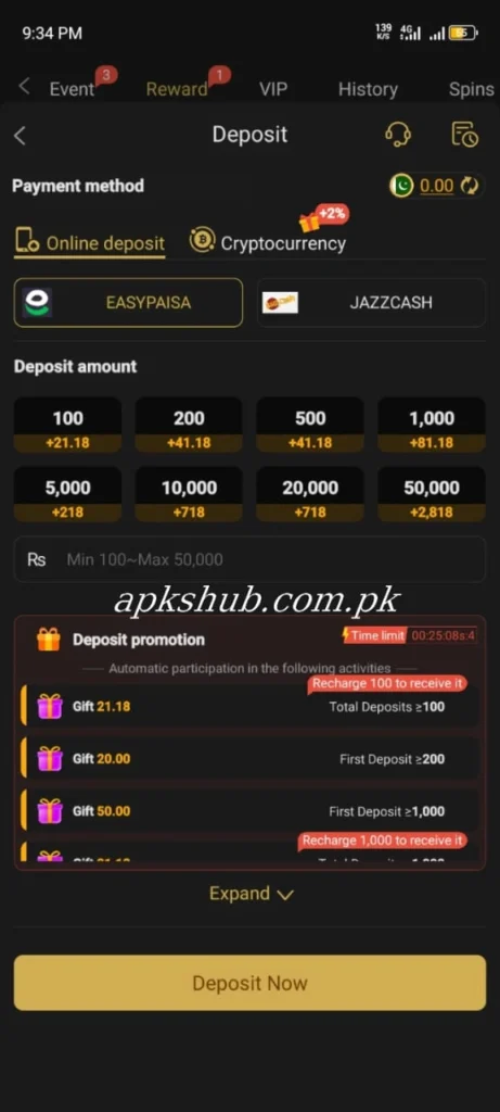 J188 Game Deposit Section image