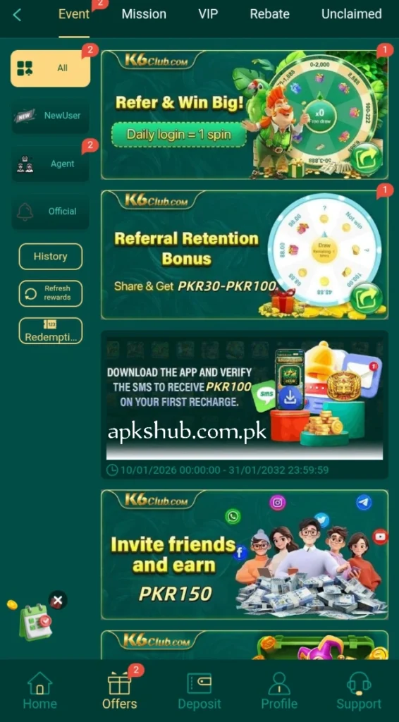 Rewards image of K6 Club Game