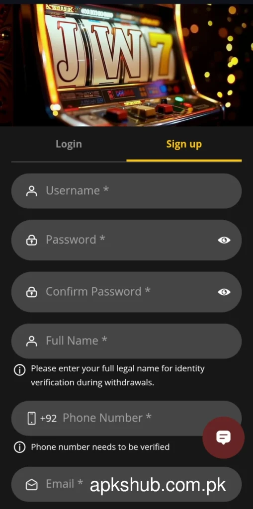 JW7 Game register section image