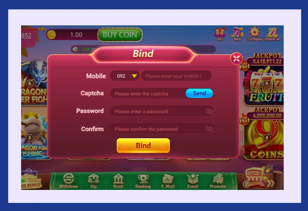 Lucky55 Game register section image