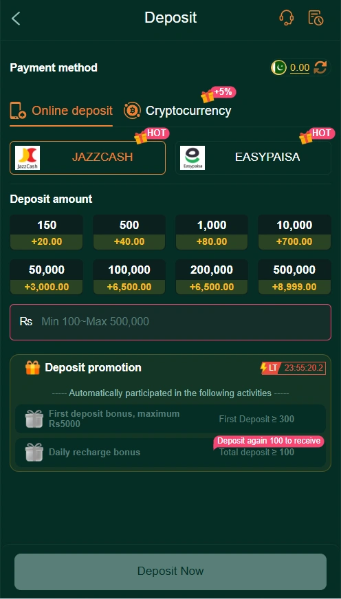 90Jili Game deposit section image