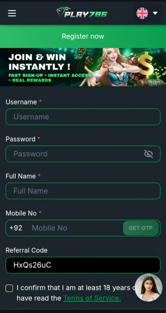 Play786 Game Register section image