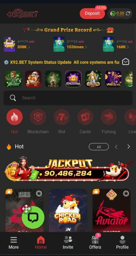 X92 Bet Game Interface