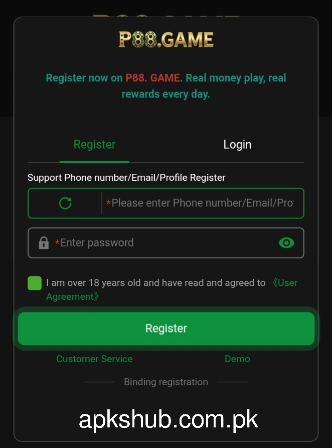 P88 Game Register
