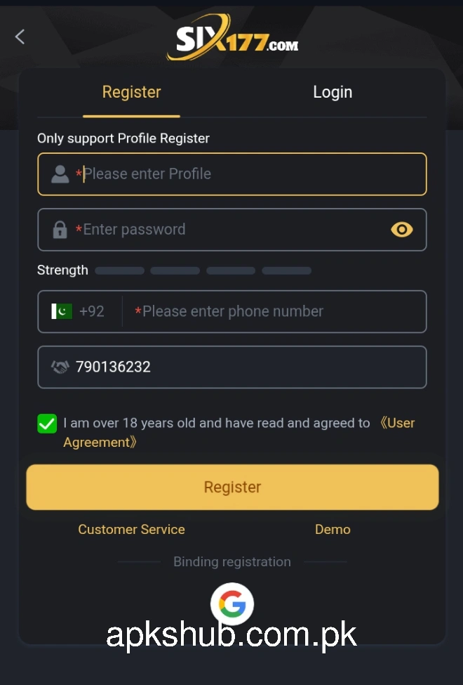 Six177 Game register section image