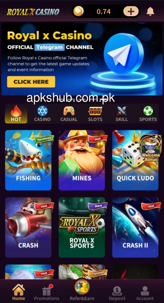 Royal X Casino interface screenshot