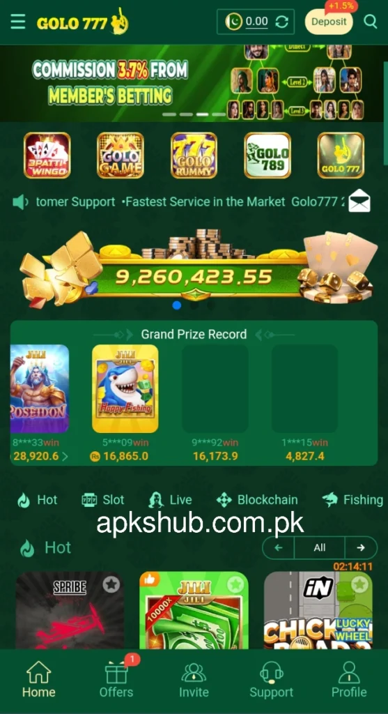 Golo777 Game interface screenshot