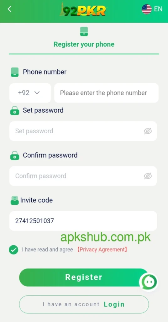 register section image of 92PKR Game