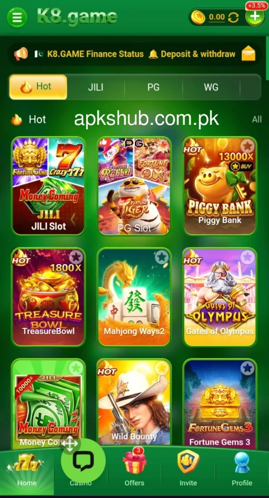 K8 Game interface screenshot