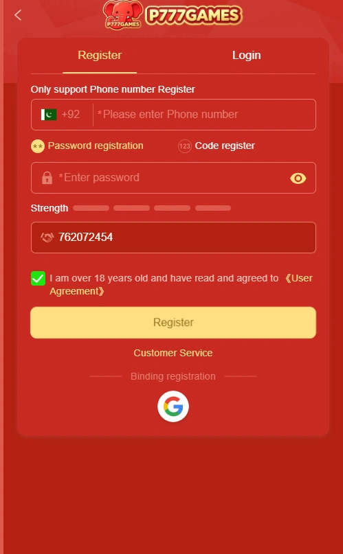 P777 Game login