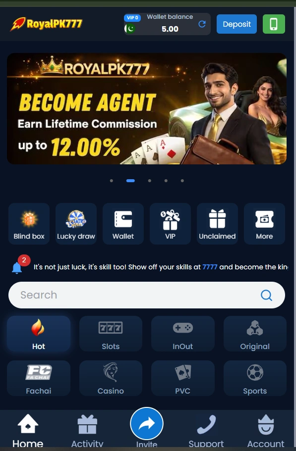 Royal PK777 Game interface screenshot