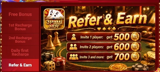 3Patti Hot Game referal rewards image