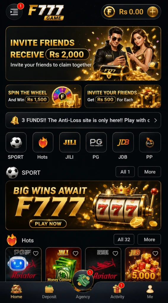 F777 Game interface image