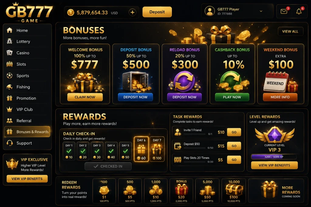 GB777 Game bonuses and rewards image