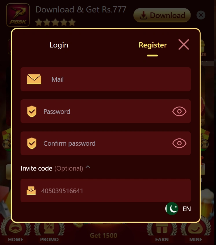 P86K Game login