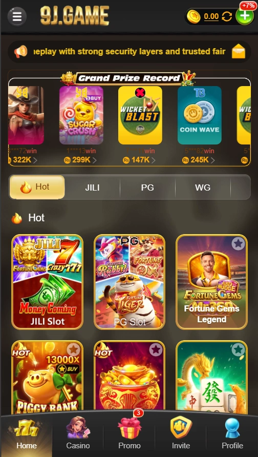 9J Game interface image